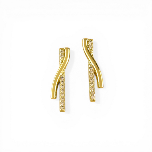 24mm Intertwined Bar Pavé CZ Drop 18K Gold Filled Earrings