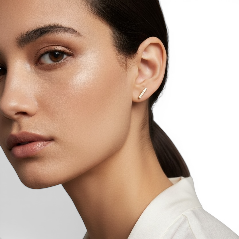 5mm Mini CZ Bar Stud 18K Gold Filled Earrings