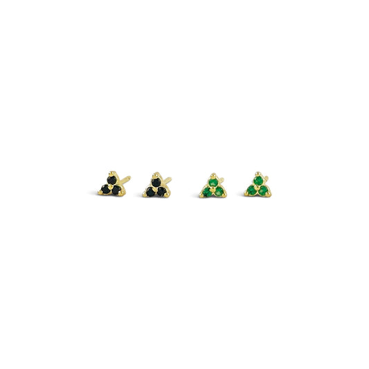 2Colors Triple CZ Triangle Stud Earrings