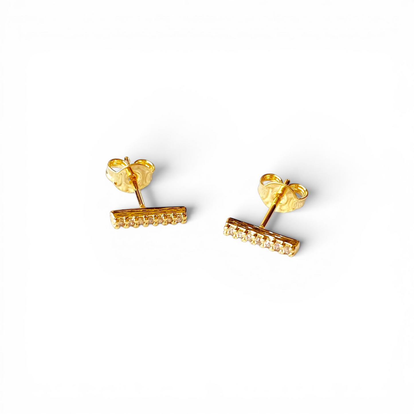 5mm Mini CZ Bar Stud 18K Gold Filled Earrings