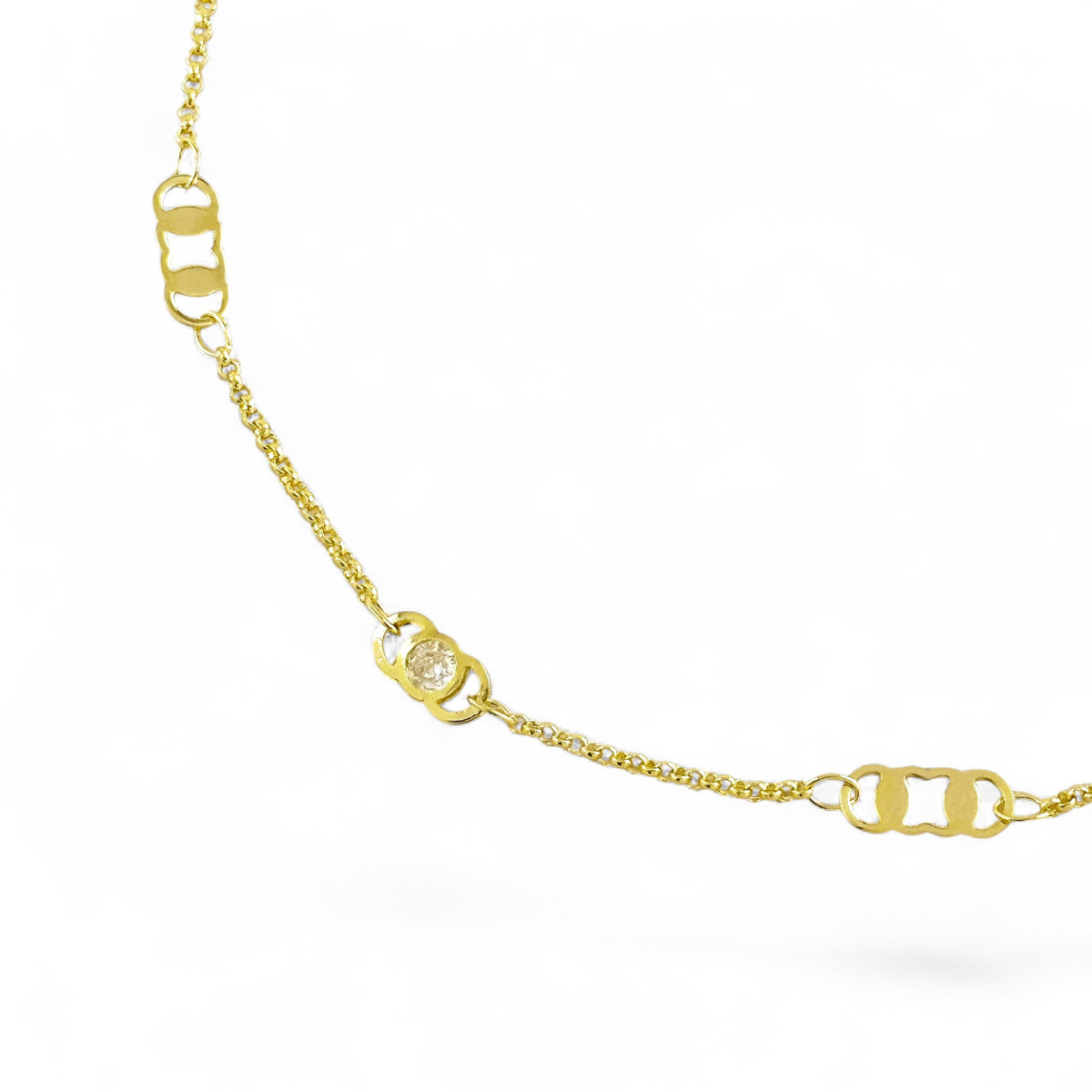 Rectangular Plate & CZ Belly Chain in 18K gold-filled, view 2