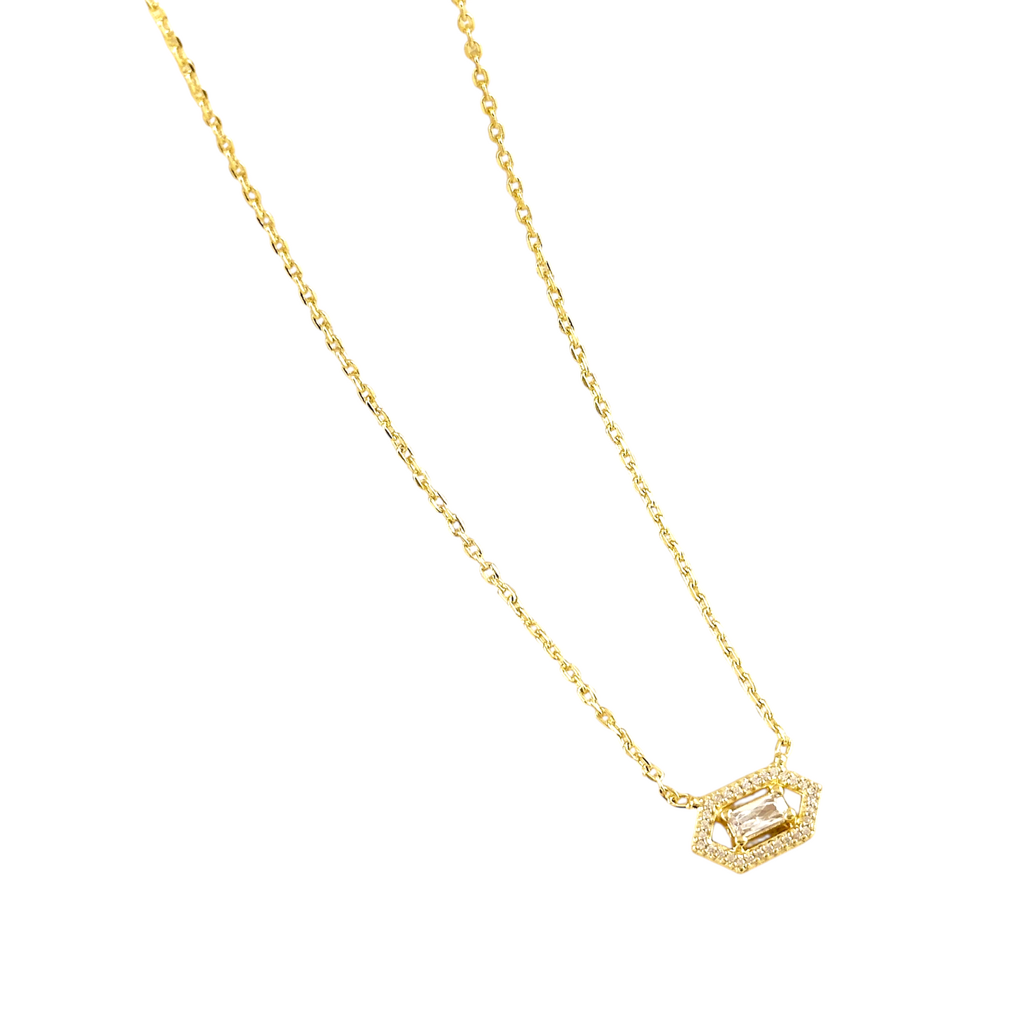 Baguette Birthstone Pendant 18k Gold Filled Necklace