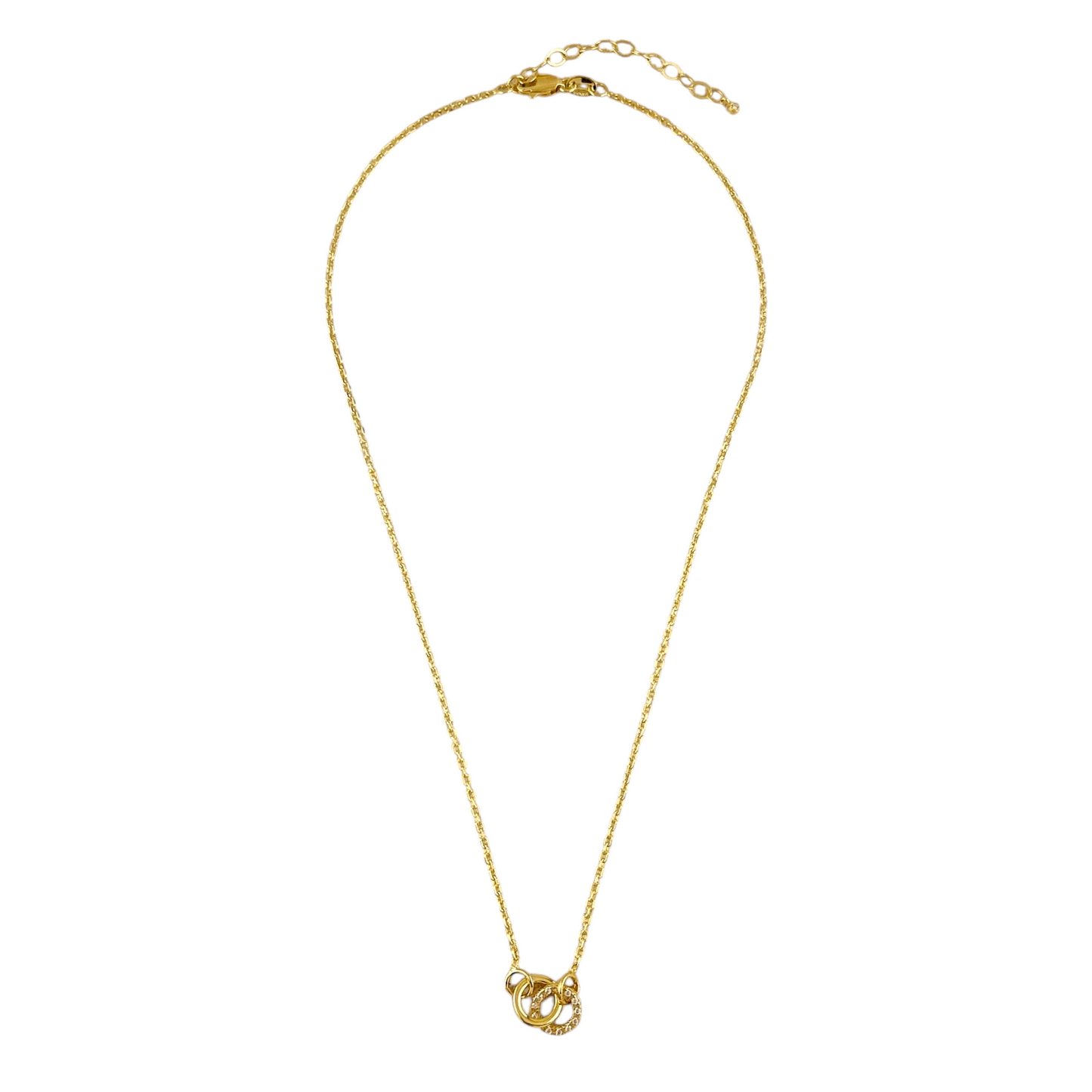 Interlocking Circles CZ 18k Gold Filled Necklace