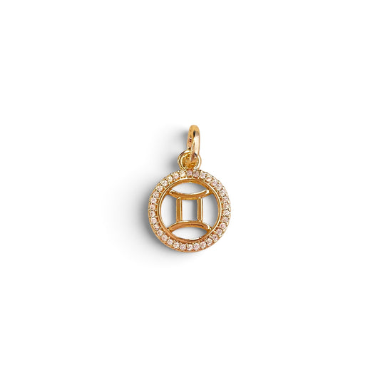 Gemini Zodiac CZ 17mm 18K Gold Filled Pendant