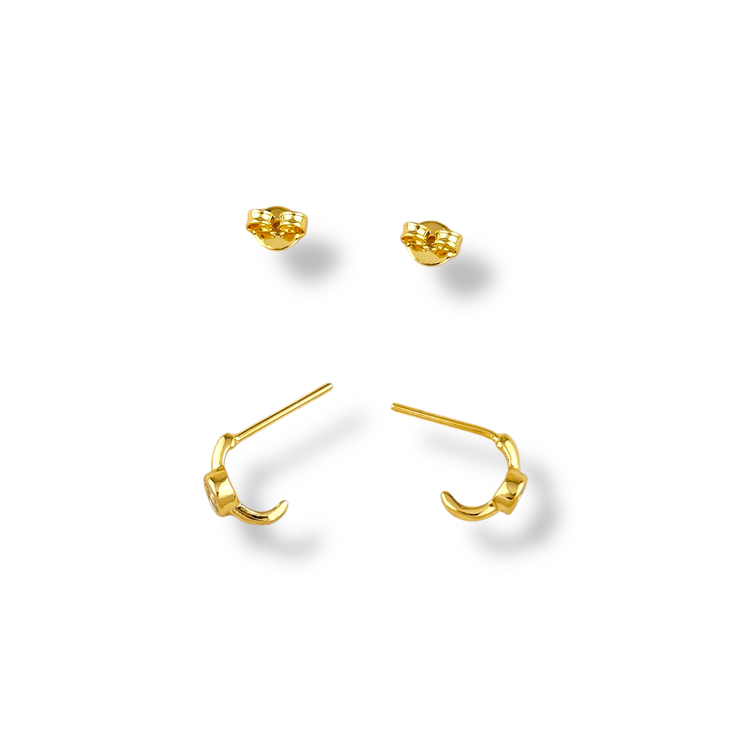 10mm Bezel CZ Open Hoop 18k Gold Filled Earrings