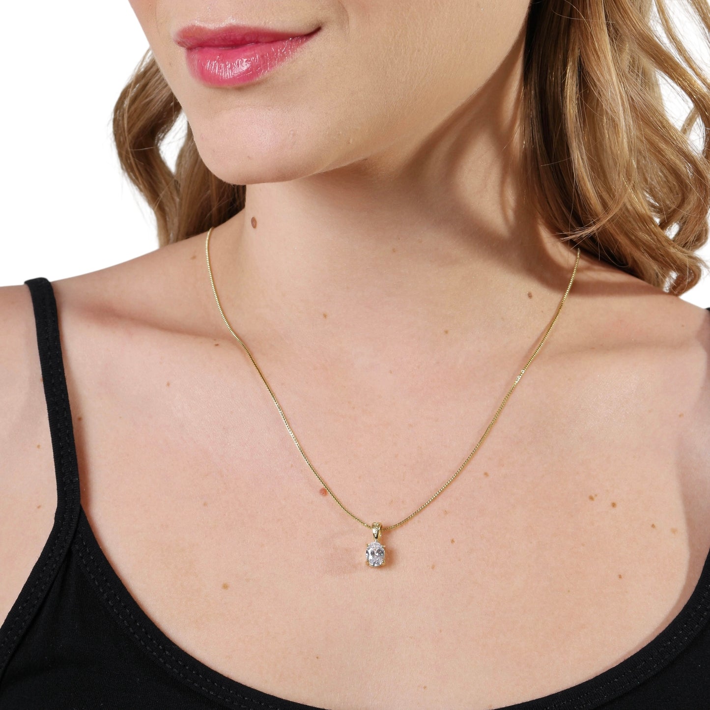 Clear Oval CZ 18k Gold Filled Pendant