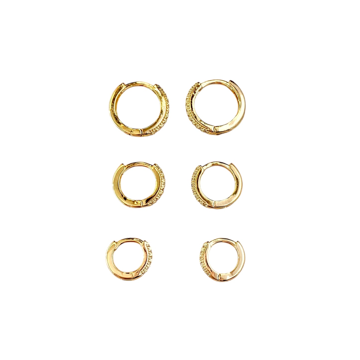 Clear CZ Huggie Trio 18k Gold Filled Earrings