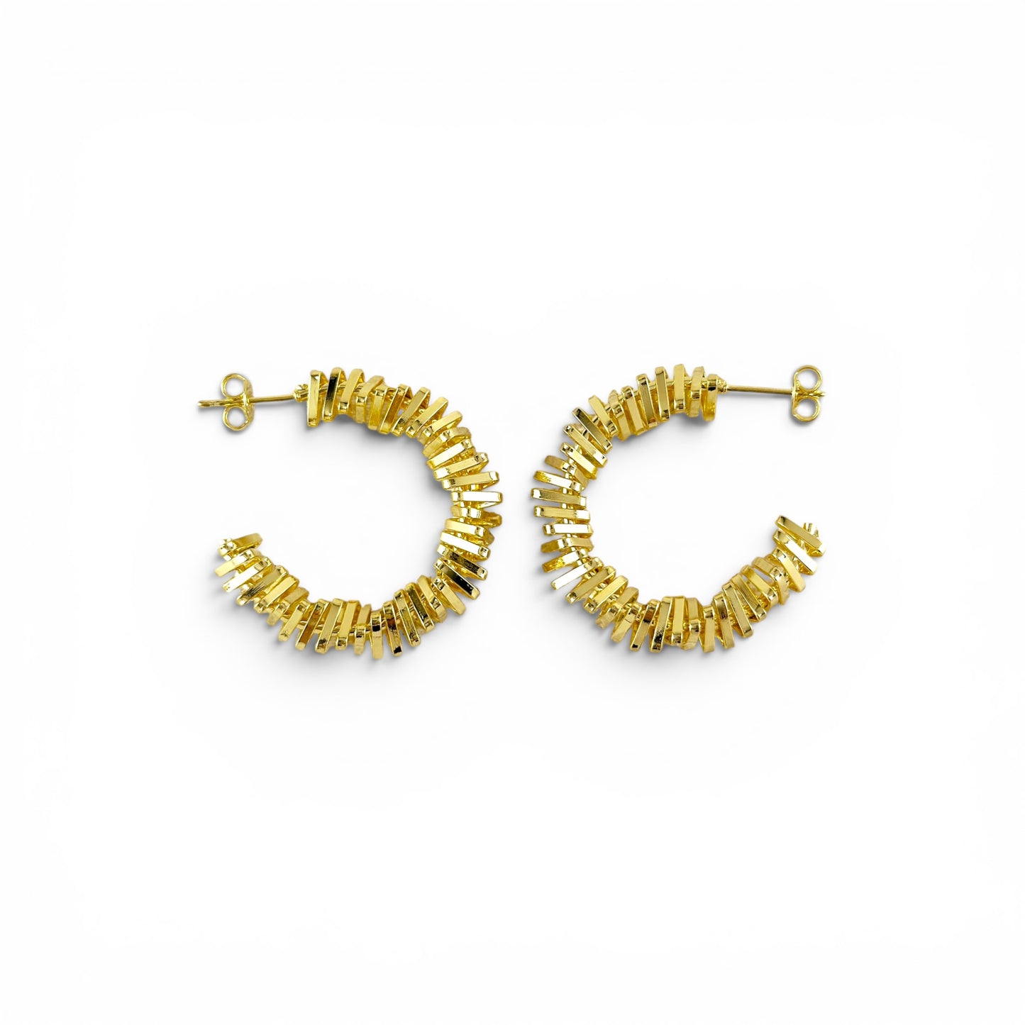 Faceted Origami Open Hoop 30mm 18K Gold Filled Earrings