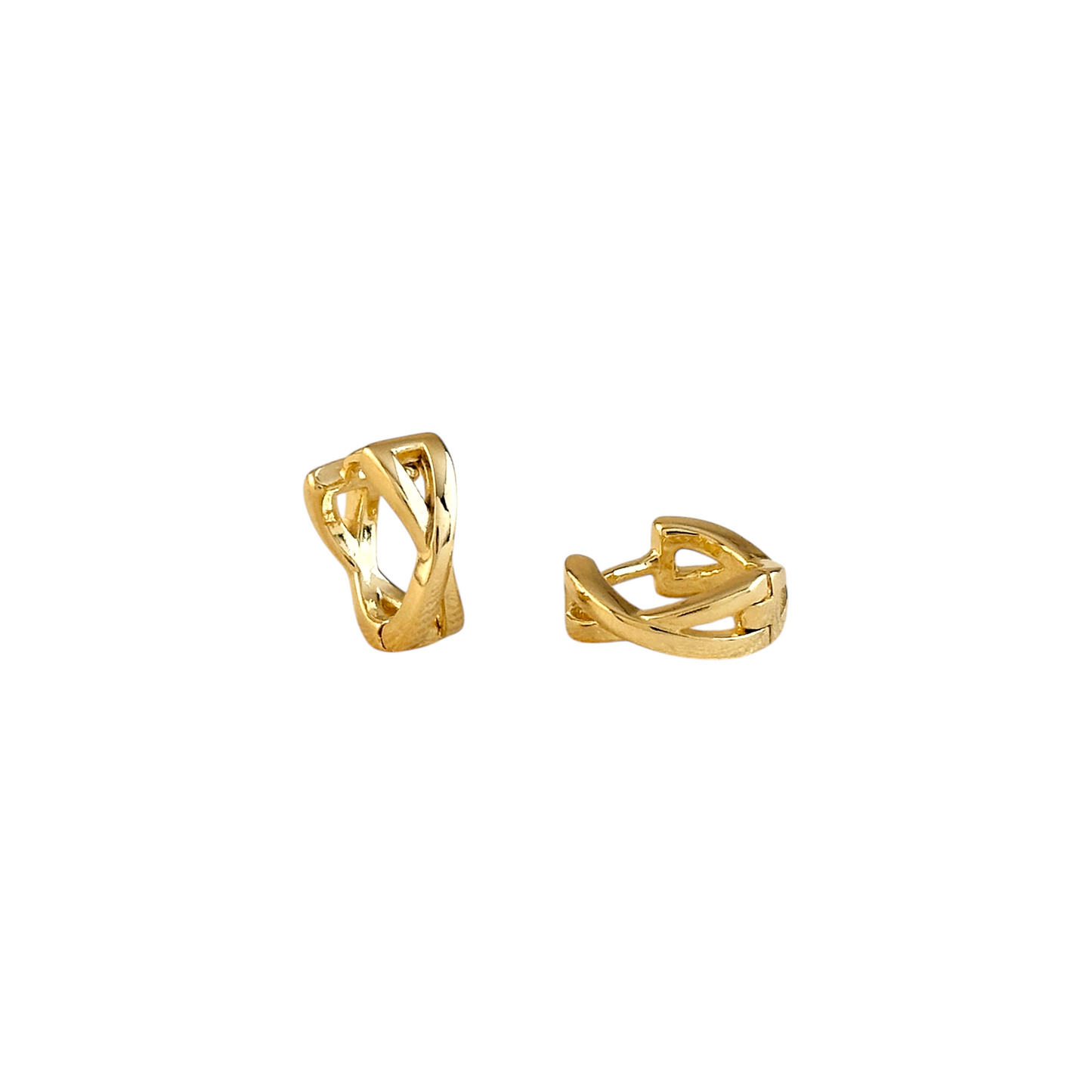 Criss-Cross Huggie Hoop 18k Gold Filled Earrings