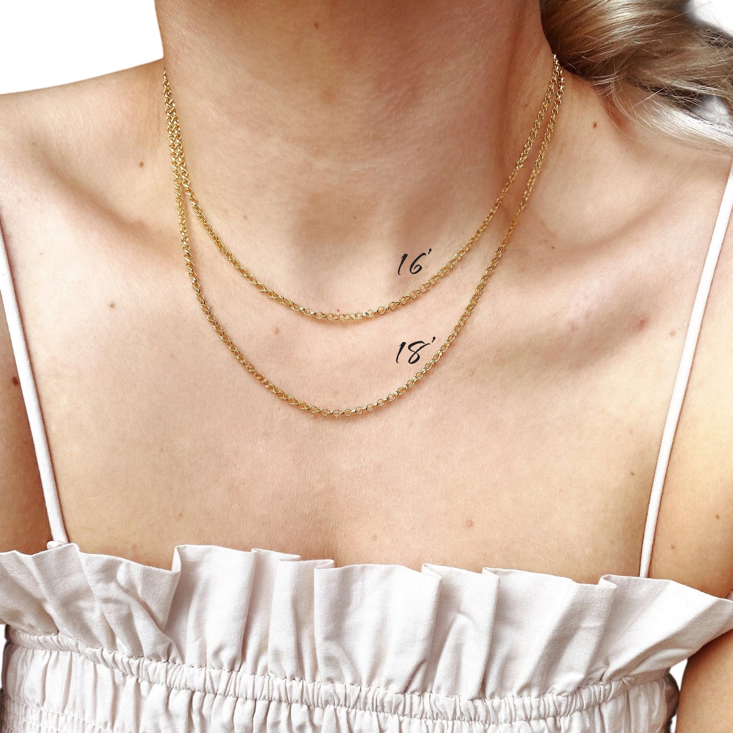 2.5mm Rolo Link Chain 18K Gold Filled Necklace