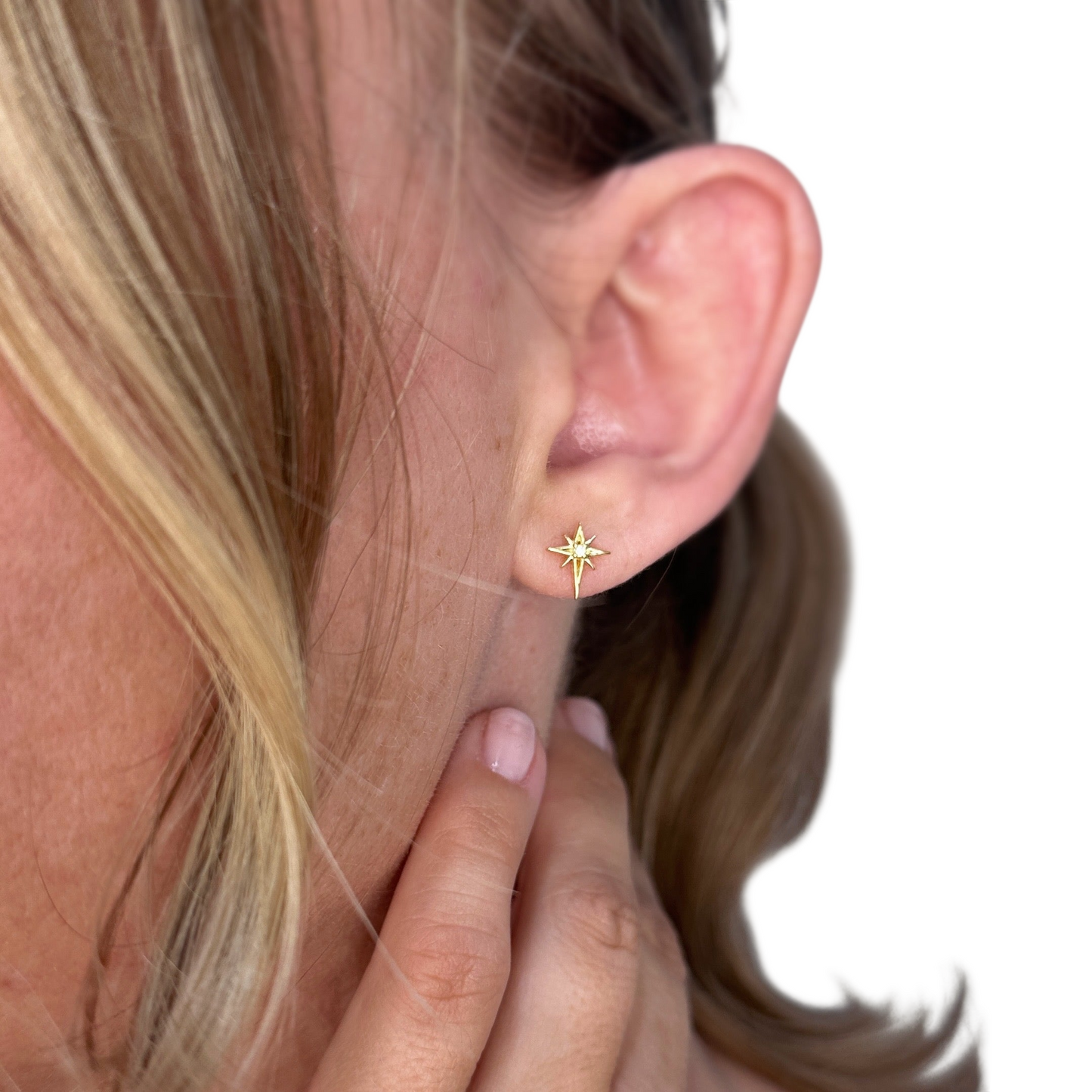 10mm CZ Starburst Stud 18k Gold Filled Earrings