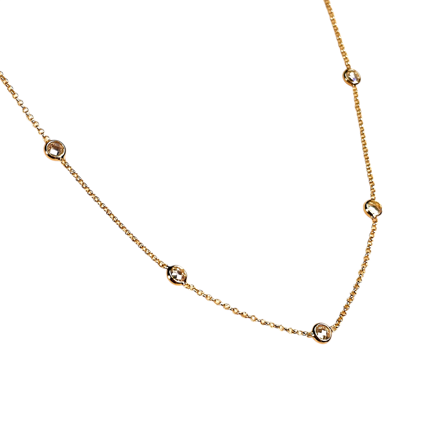 CZ Round Bezel Belly Chain 18k Gold Filled Body Jewelry