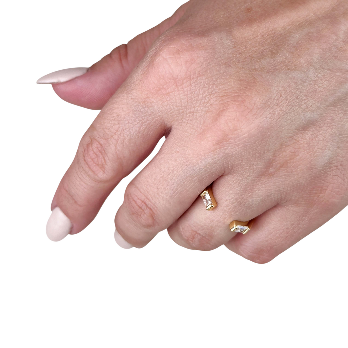 Baguette CZ Open 18k Gold Filled Ring
