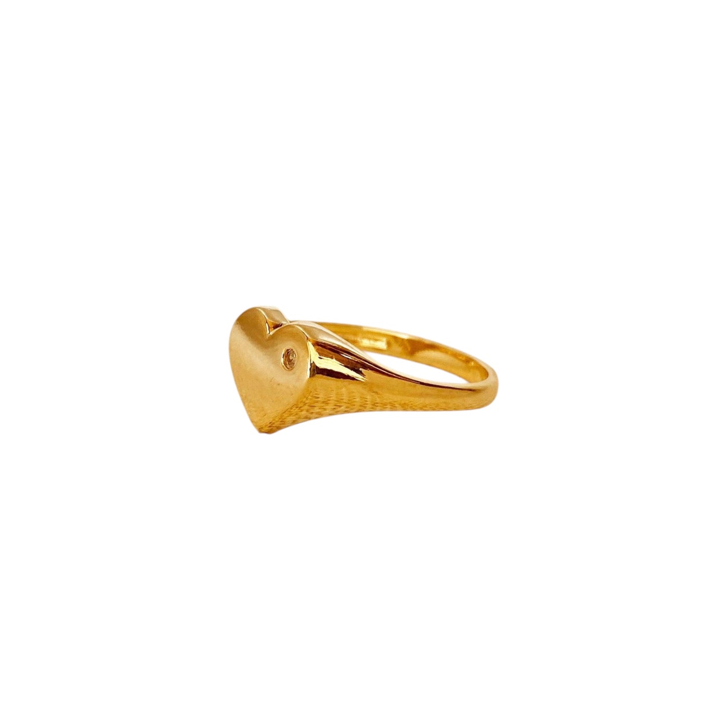 Heart Plate CZ Accent 18k Gold Filled Ring