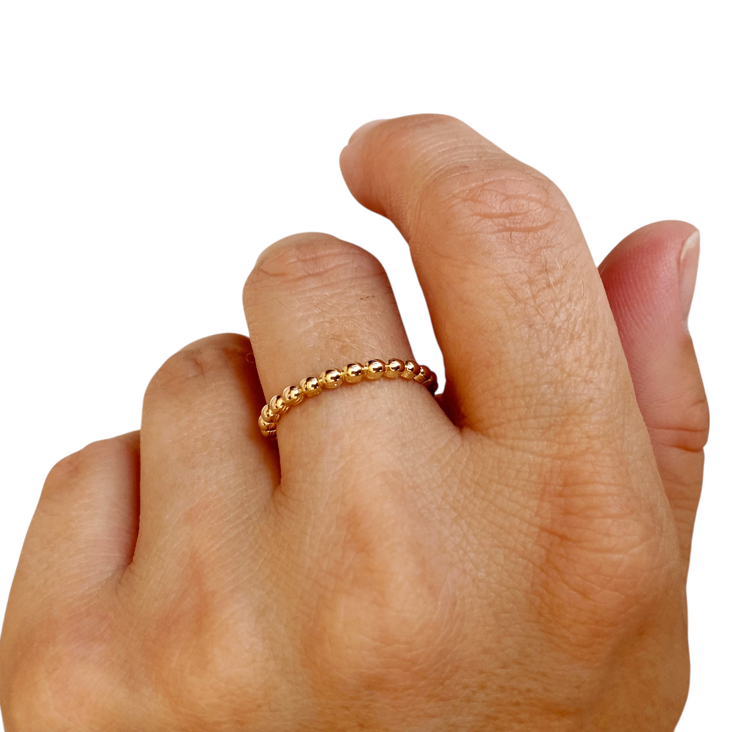 Slender Beaded Band 18K Gold Filled Ring