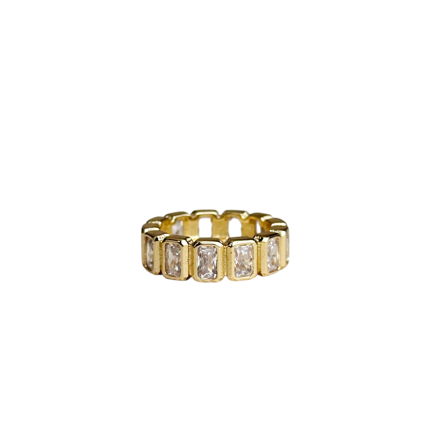 Emerald Cut CZ Eternity Band 18k Gold Filled Ring