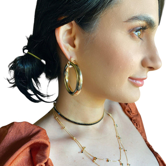 50mm Bold Hoop 18K Gold Filled Earrings