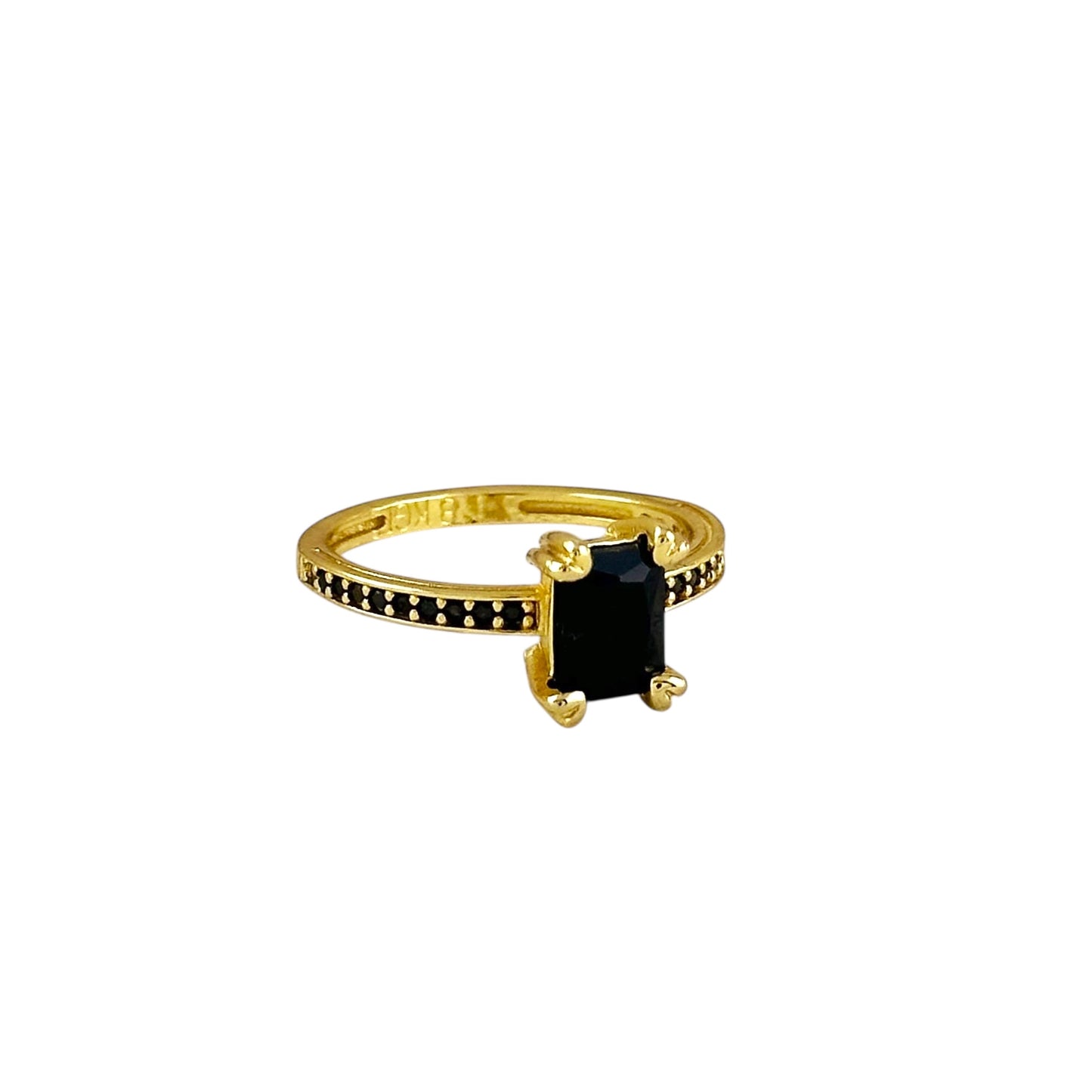 Black CZ Solitaire 18k Gold Filled Ring