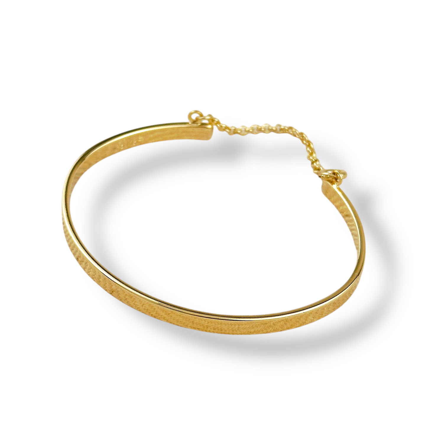 Polished Bangle with Safety Chain 18k Gold Filled Bracelet