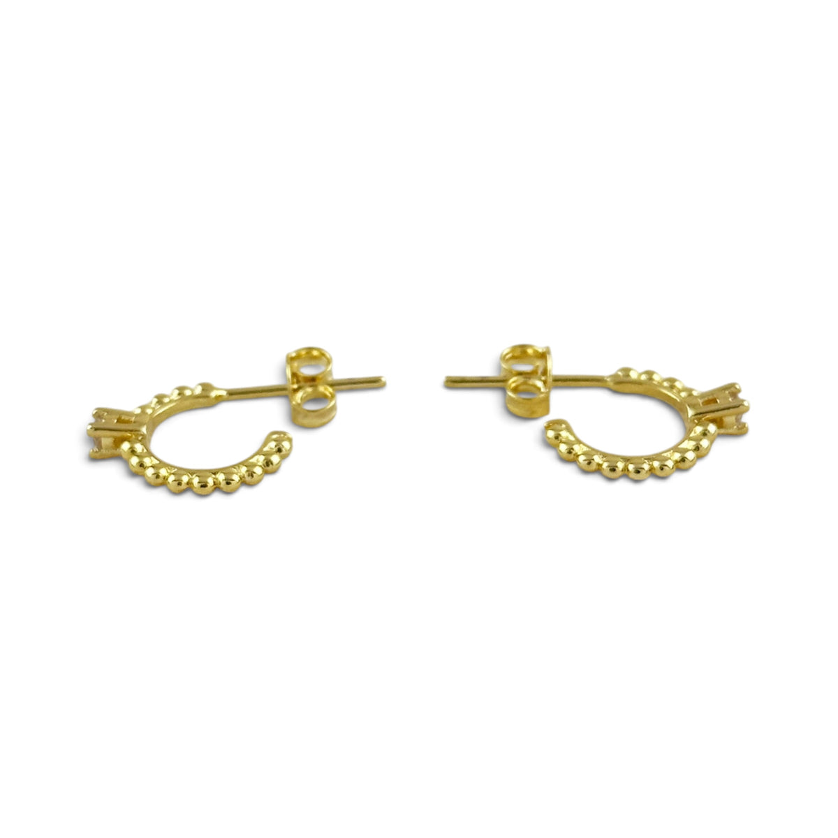 Beaded CZ Open Hoop 12mm Earrings in 18K gold-filled