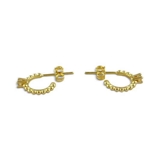 Beaded CZ Open Hoop 12mm Earrings in 18K gold-filled