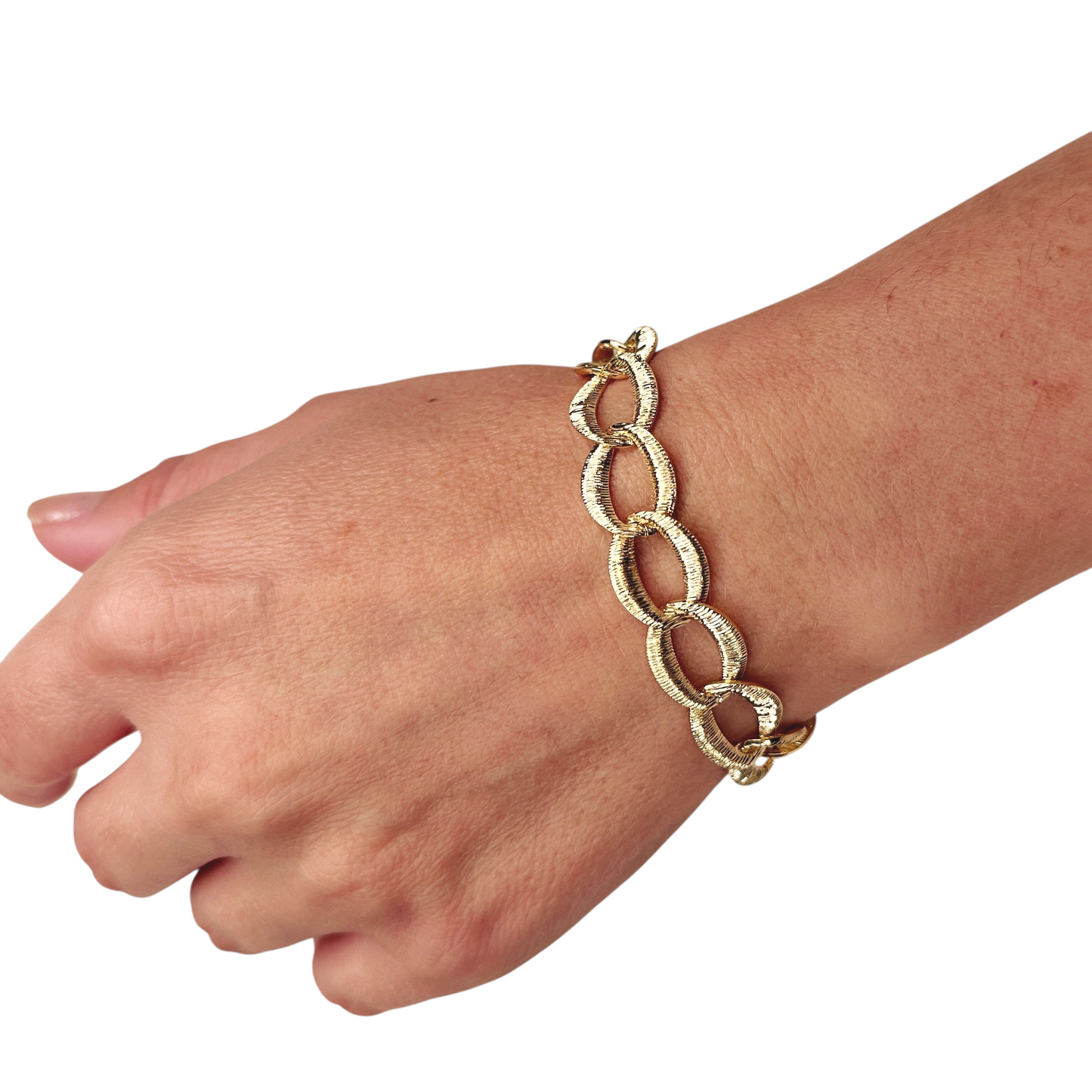 Textured Oval Link Chain  18K Gold Filled Bracelet