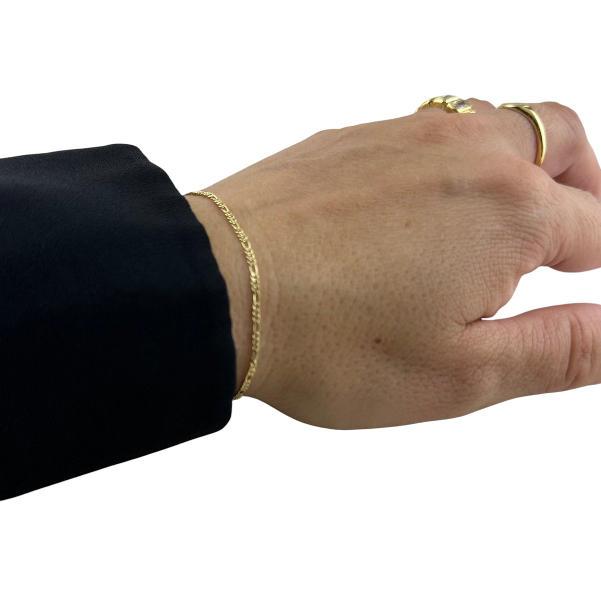 Figaro Chain 1.5mm Bracelet in 18K gold-filled, view 4