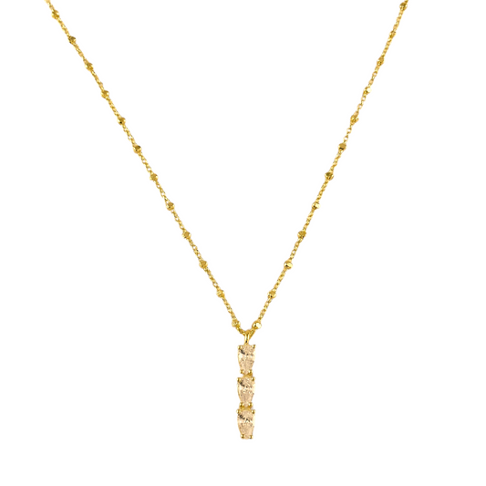Triple CZ Satellite Chain 18K Gold Filled Necklace