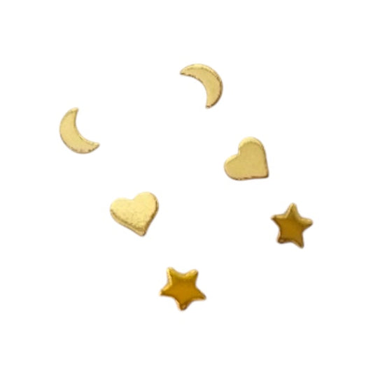 Trio Moon Star & Heart Stud 18k Gold Filled Earrings