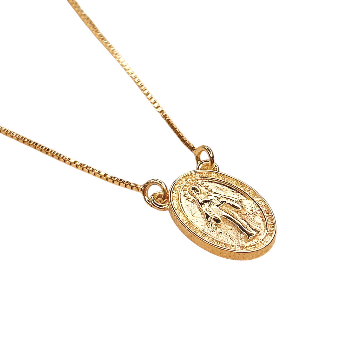 Double Sided Lady of Grace Medal 18K Gold Filled Necklace