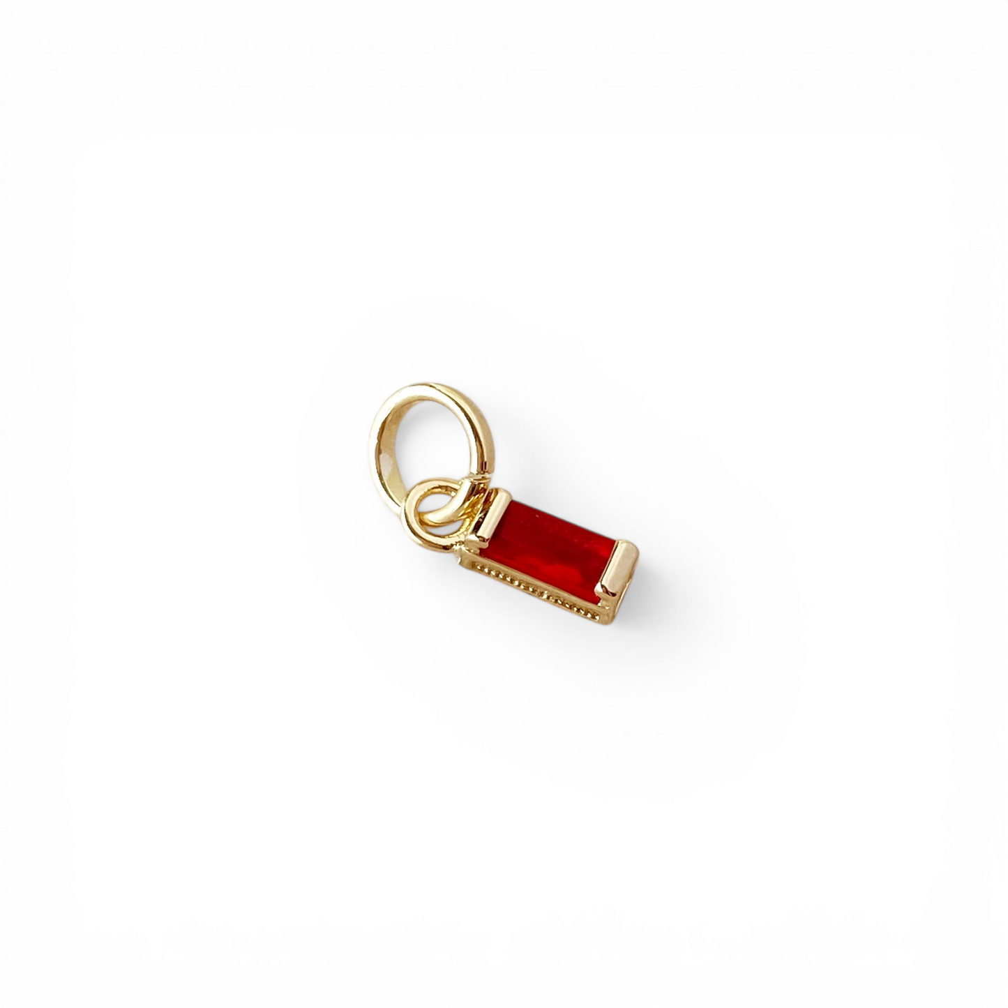 Birthstone Baguette CZ 10mm 18K Gold Filled Charm