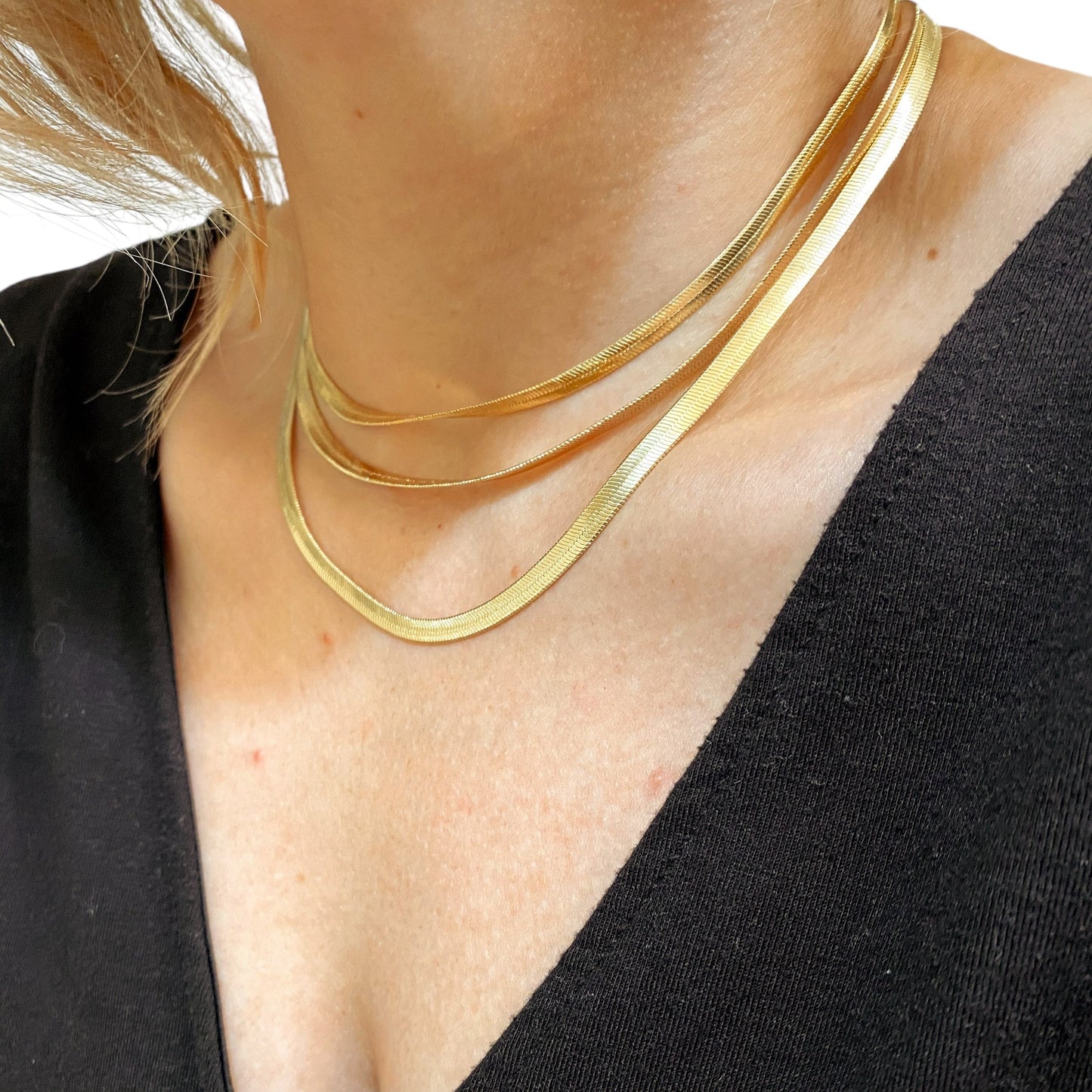 4mm Herringbone Chain 18k Gold Filled Necklace