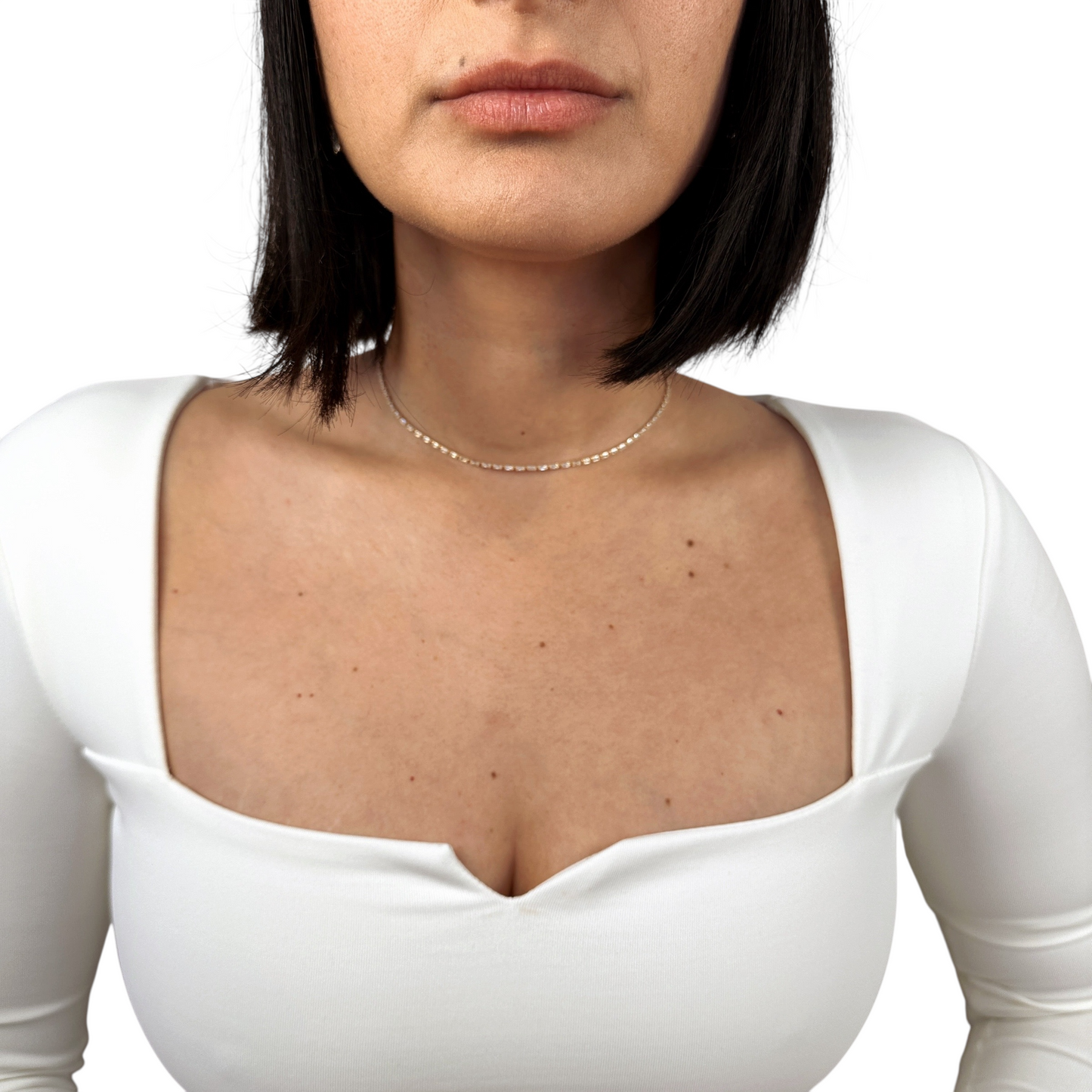 1.5mm Baguette CZ 18k Gold Filled Riviera Necklace