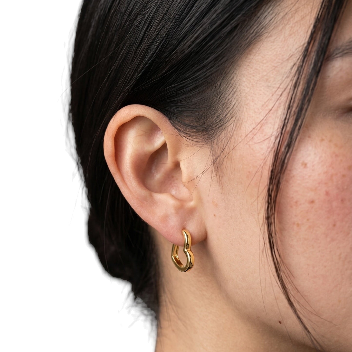 Heart 15mm 18K Gold Filled Huggie Earrings
