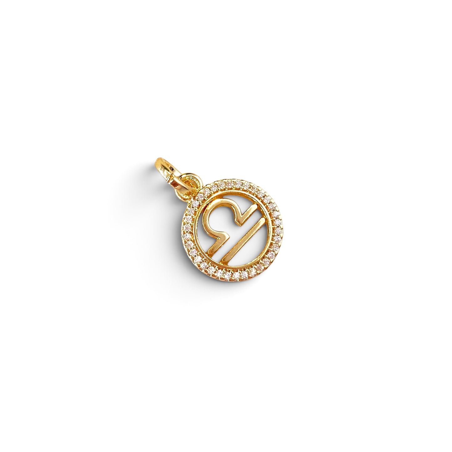 Libra Zodiac CZ 17mm 18K Gold Filled Pendant