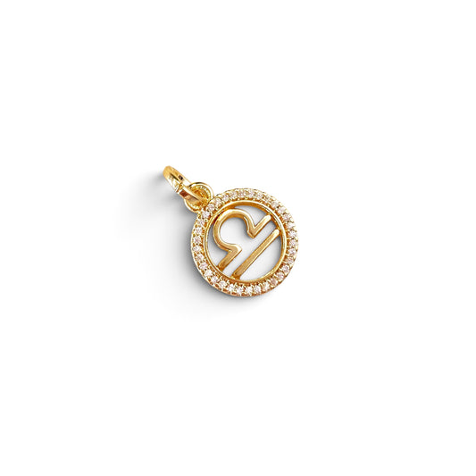 Libra Zodiac CZ 17mm 18K Gold Filled Pendant