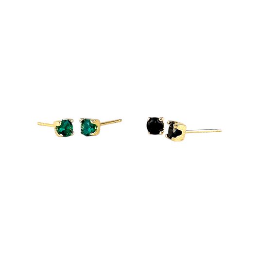 4mm Colored CZ Stud 18k Gold Filled Earrings