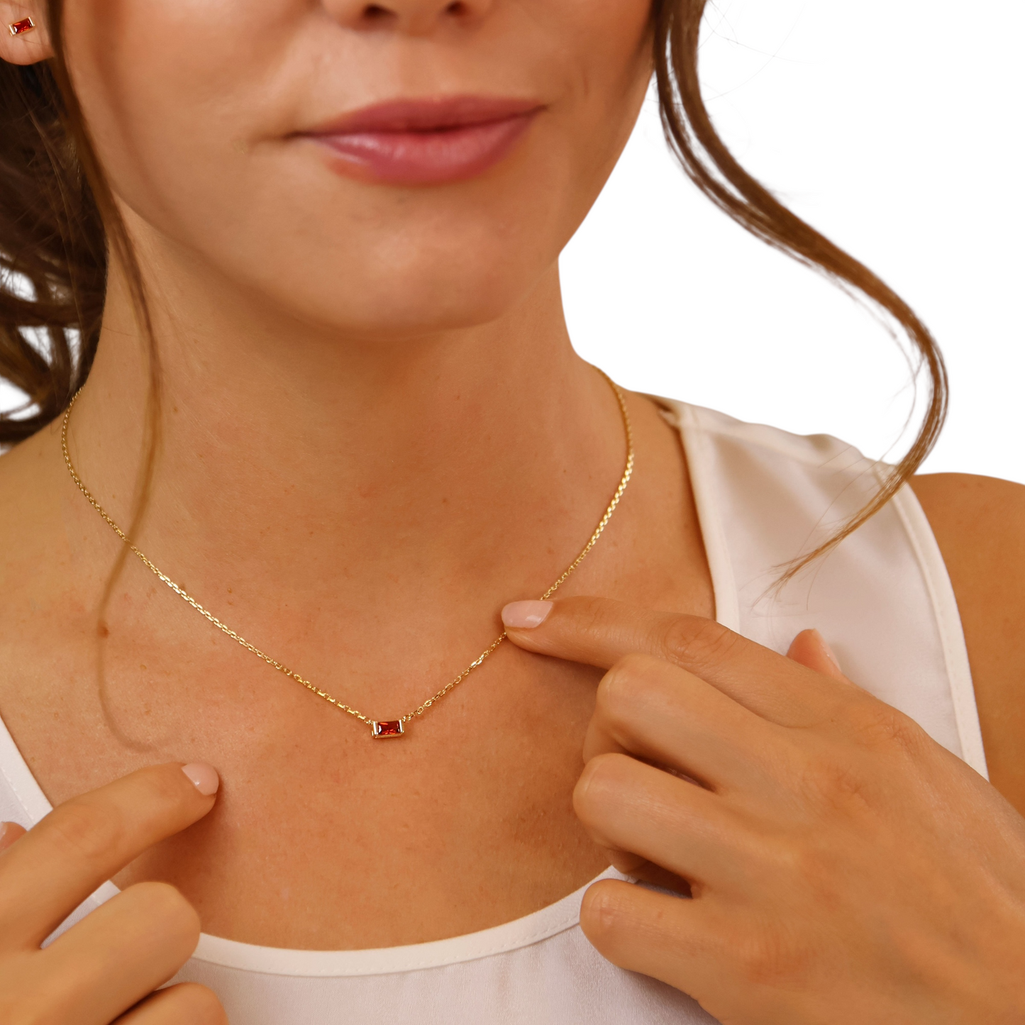 Birthstone CZ Set 18K Gold Filled Necklace & Earrings