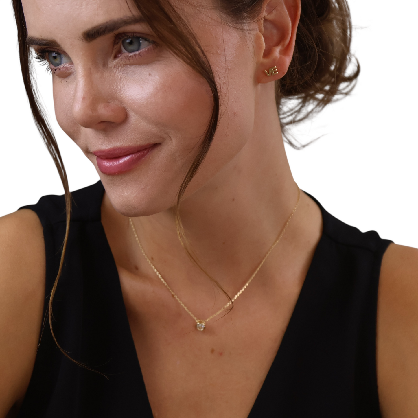 6.5mm Solitaire CZ 18k Gold Filled Necklace