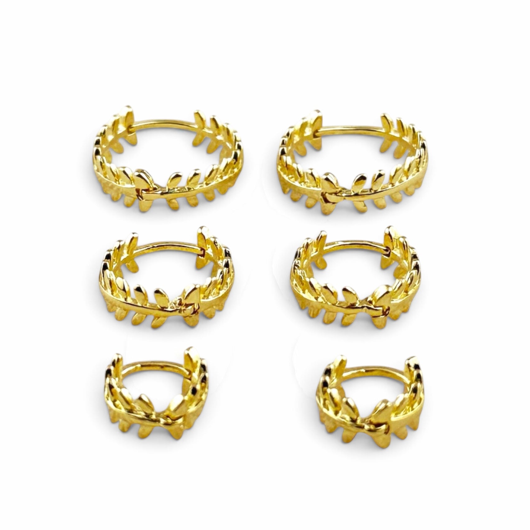 3Sizes Leaf Huggie Hoop Earrings 