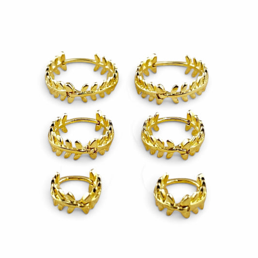 3Sizes Leaf Huggie Hoop Earrings 