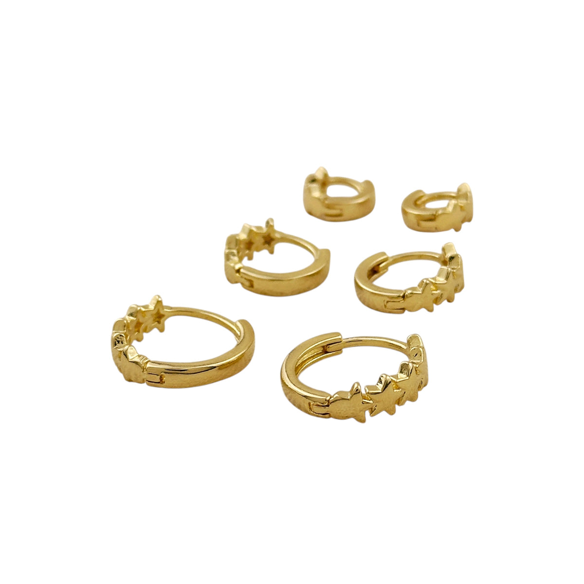 3Sizes Star Huggie Hoop Earrings Sideview