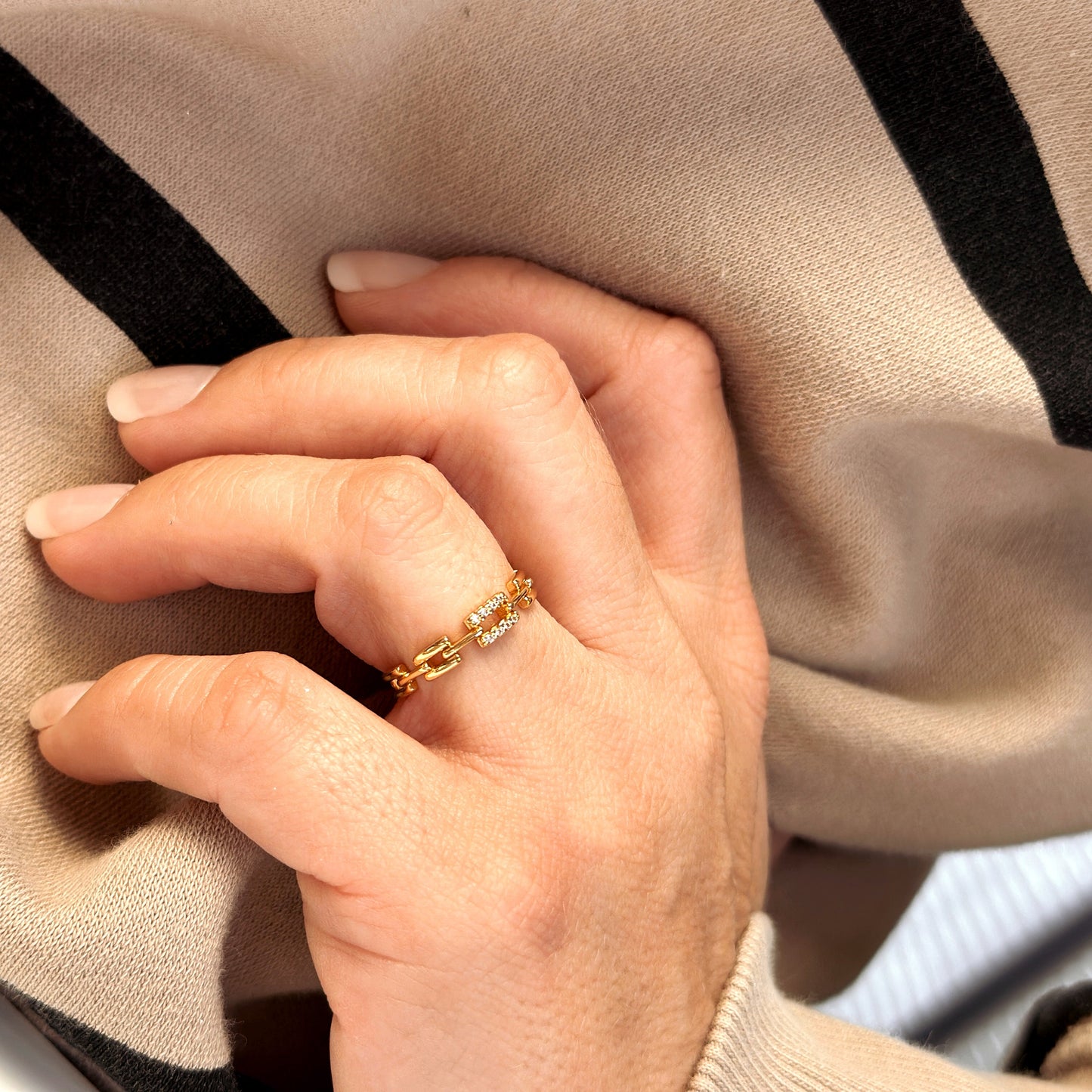 CZ Chain Link 18k Gold Filled Ring