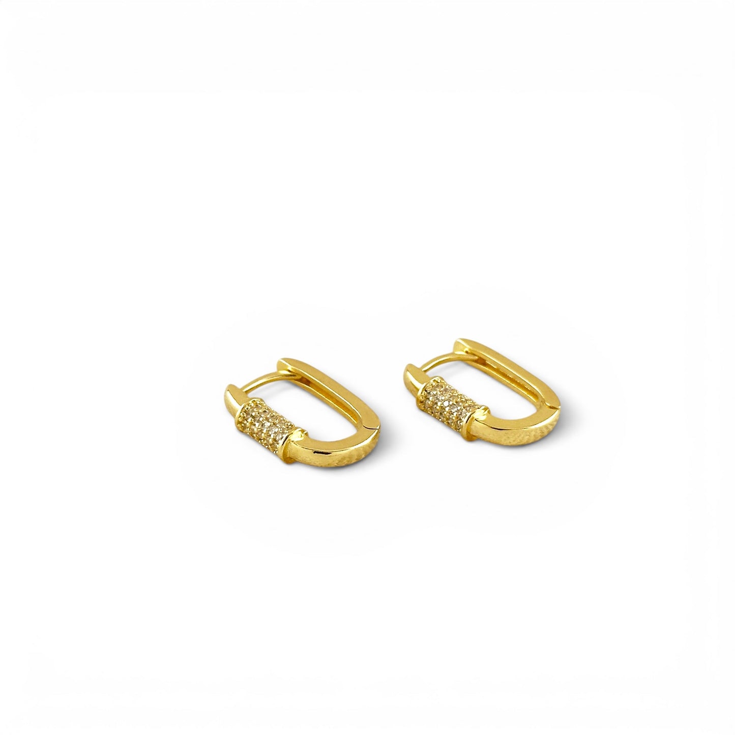 Carabiner CZ 15mm 18K Gold Filled Hoop Earrings