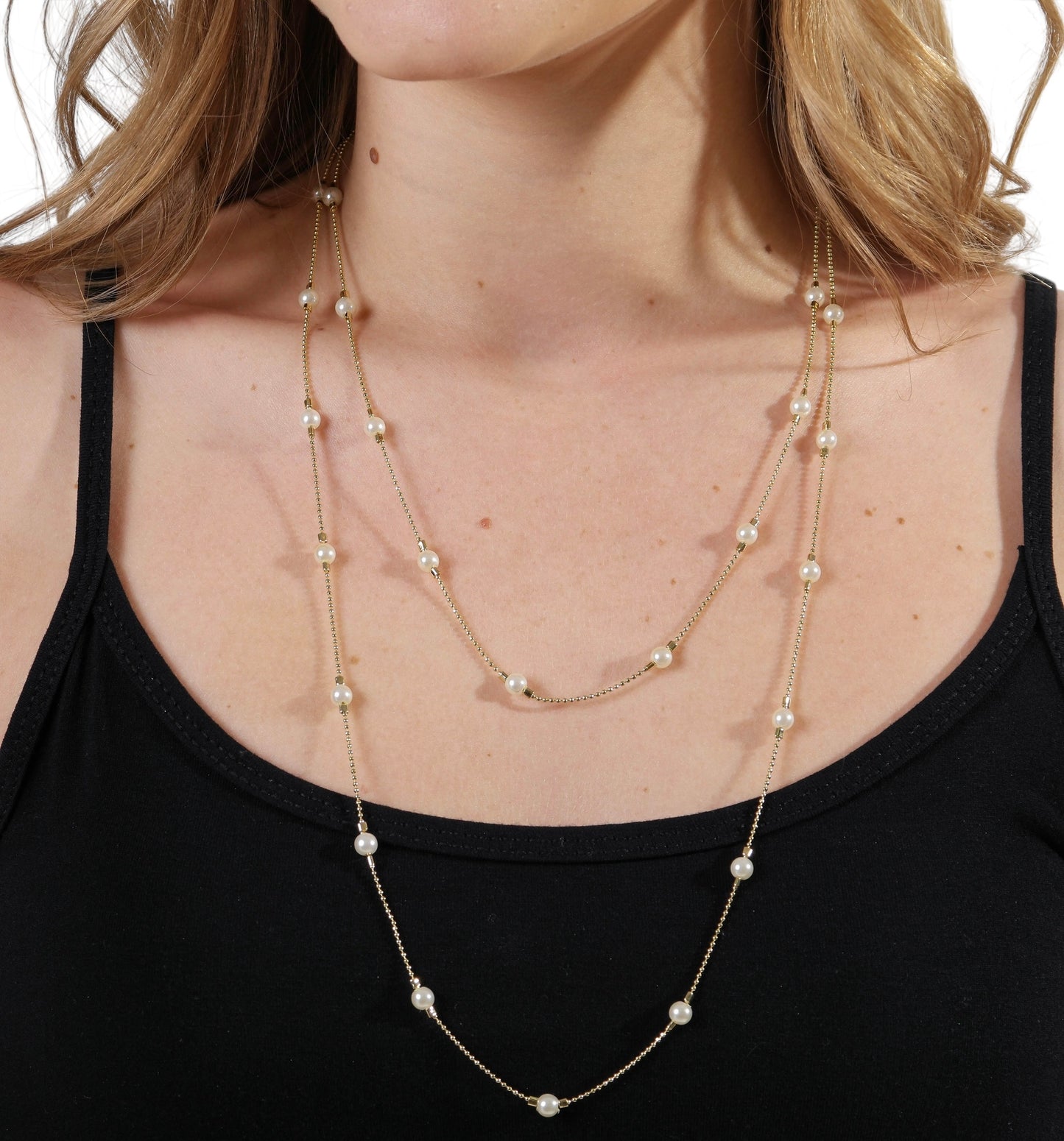 Long Pearl 18k Gold Filled Necklace