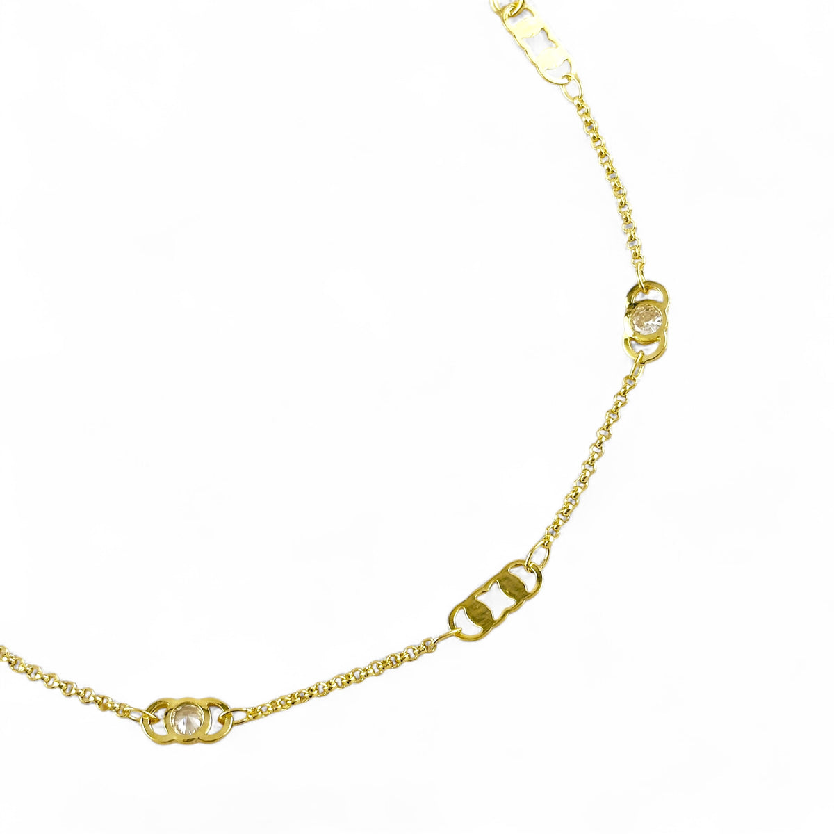 Rectangular Plate & CZ Anklet in 18K gold-filled