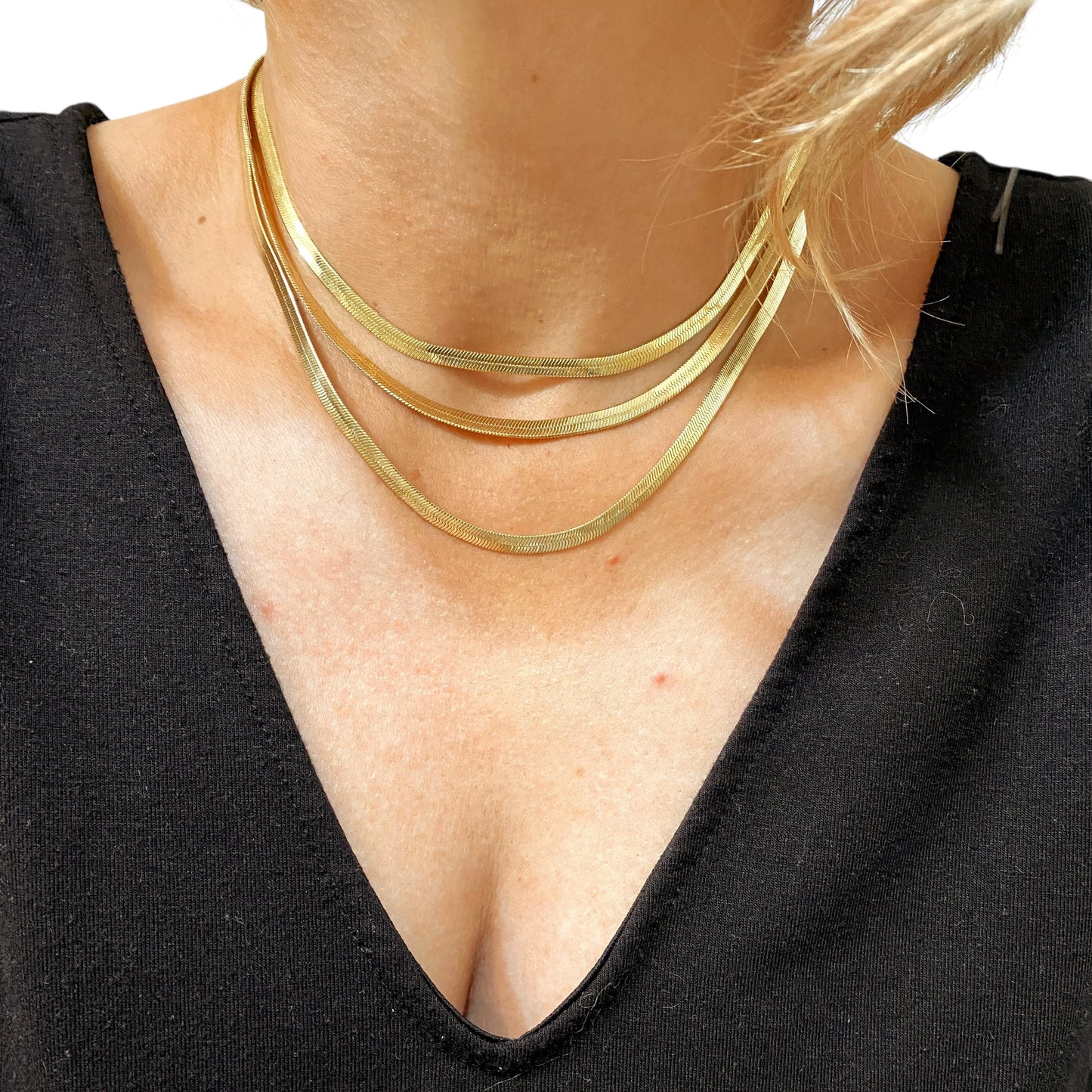 4mm Herringbone Chain 18k Gold Filled Necklace