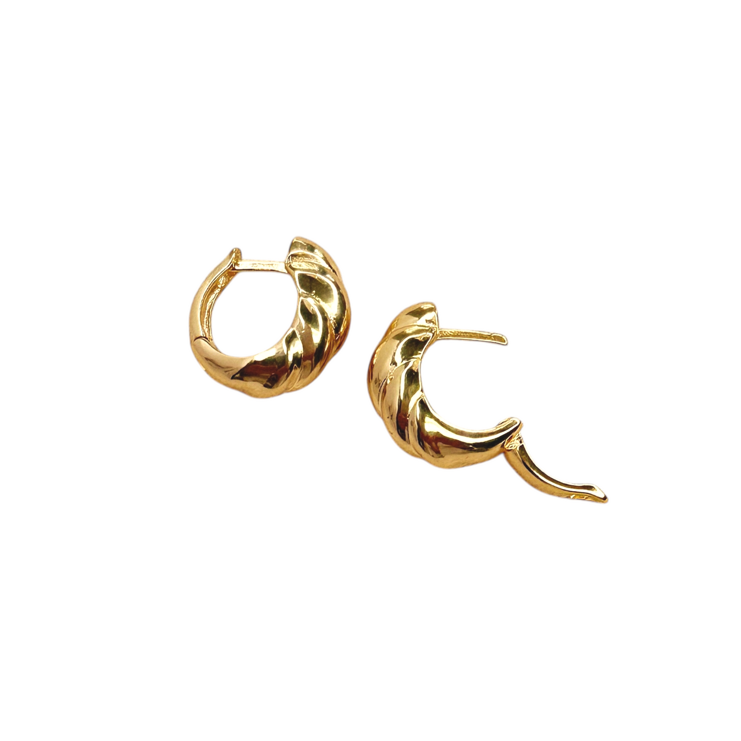 15mm Twisted Dome Huggie Hoop 18K Gold Filled Earrings