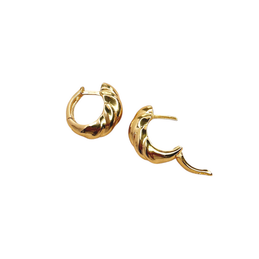 15mm Twisted Dome Huggie Hoop 18K Gold Filled Earrings