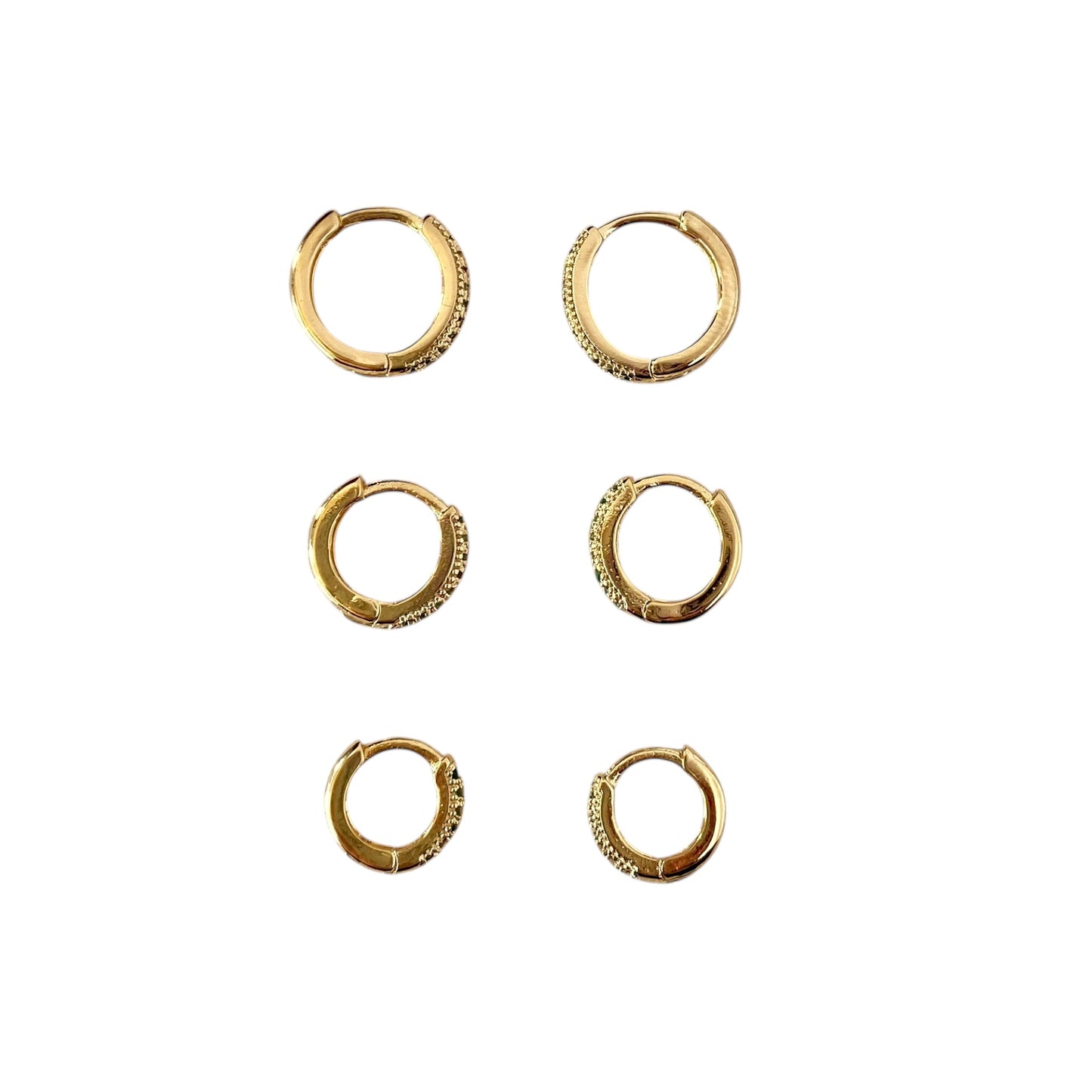 Emerald CZ Huggie Trio 18k Gold Filled Earrings